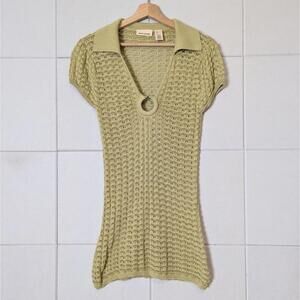 Vintage y2k DKNY open knit O-ring crochet tunic mini dress